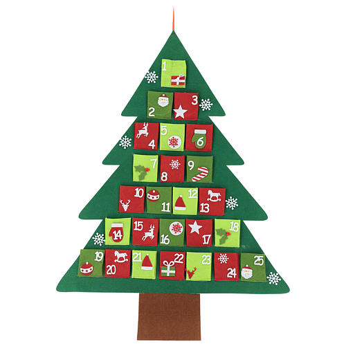 Calendario Albero dell'Avvento in Pannolenci - 63 x H 77 cm - Il