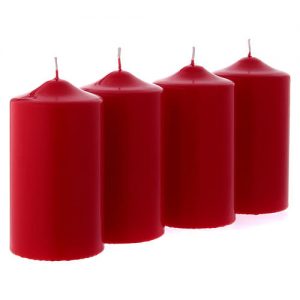 Set 4 candele rosse per l'Avvento 15x8 cm - Officine Monastiche