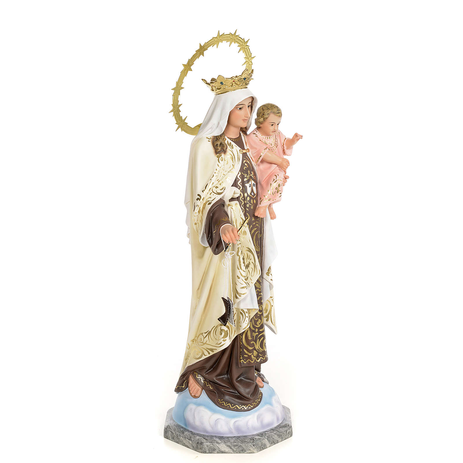 Madonna del Carmelo 50 cm pasta di legno dec. elegante