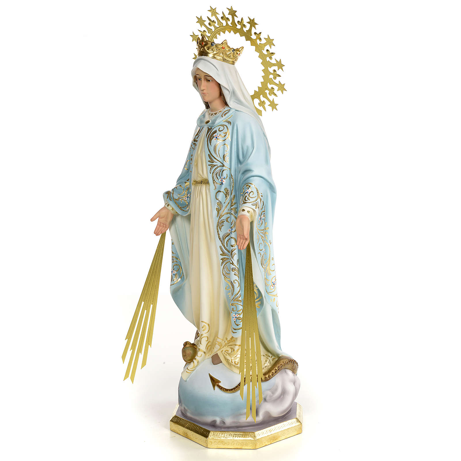 Statua Madonna Miracolosa 60 cm pasta di legno dec. elegante - Officine  Monastiche