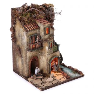 Borgo modulare presepe completo statue 10 cm napoletano 3 moduli